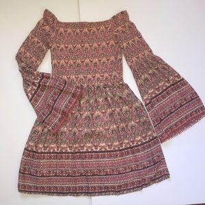 Off the shoulder peasant dress with bell sleeves